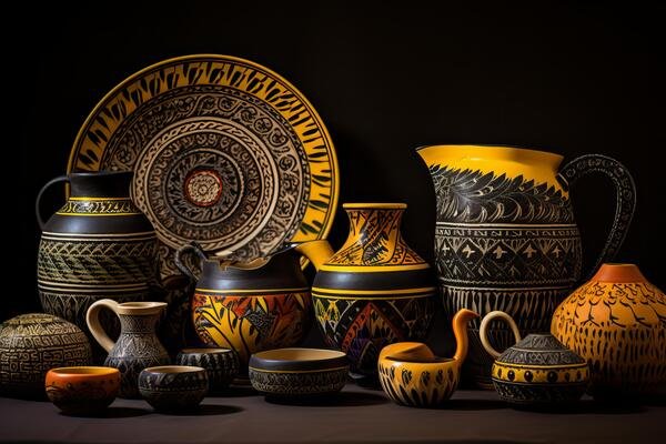 Greek Pottery With Mythological Scenes