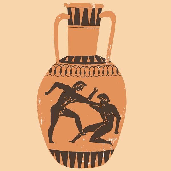 Greek Pottery With Mythological Scenes