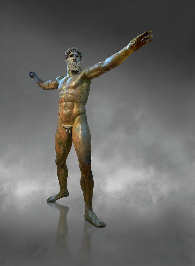 Greek Statue Of Poseidon Or Zeus<span class=