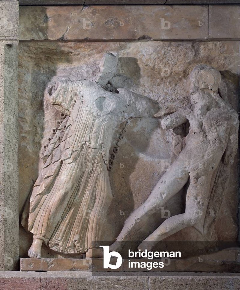 Greek Temple Relief Of The Gigantomachy<span class=