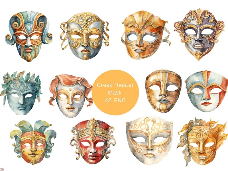 Greek Theater Masks In Marble