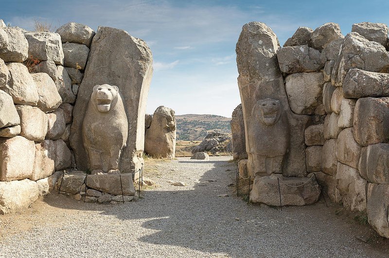 Hittite Lion Gate At Hattusa<span class=