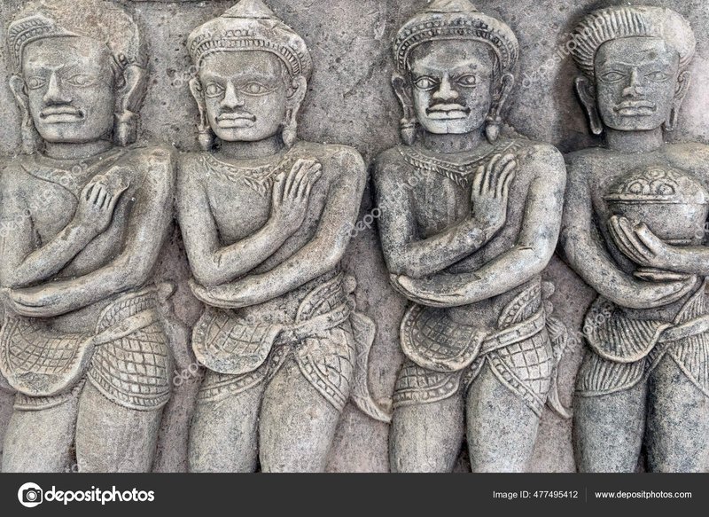 Khmer Bas-Relief Of Celestial Dancers