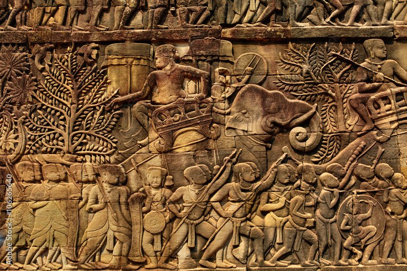 Khmer Bas-Reliefs Of Divine Battles