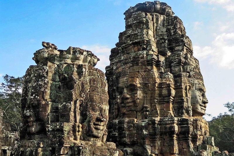 Khmer Bayon Temple Face Towers