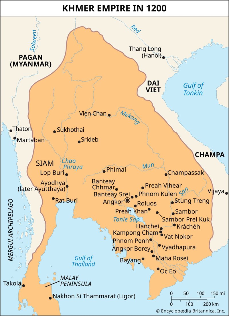 Khmer Empire Map And Artifacts