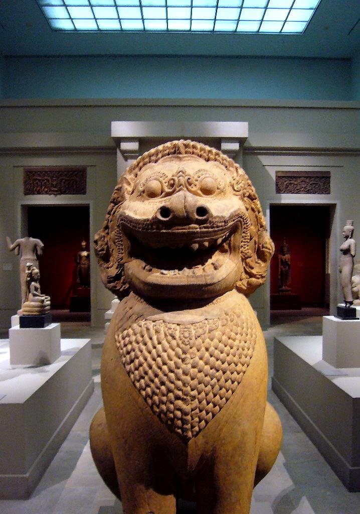 Khmer Stone Guardian Lion Statues