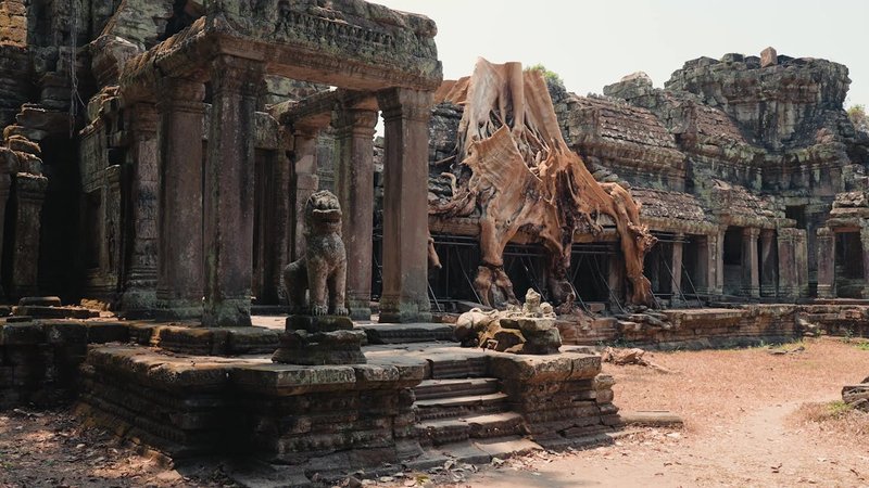 Khmer Temple Ruins At Ta Prohm<span class=