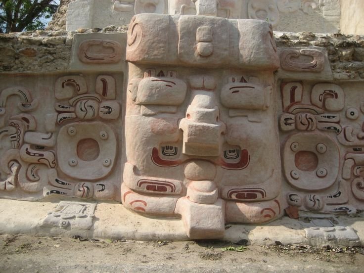 Maya Stucco Masks On Pyramids