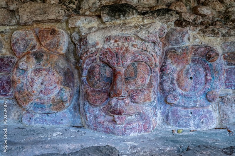 Maya Stucco Masks On Pyramids