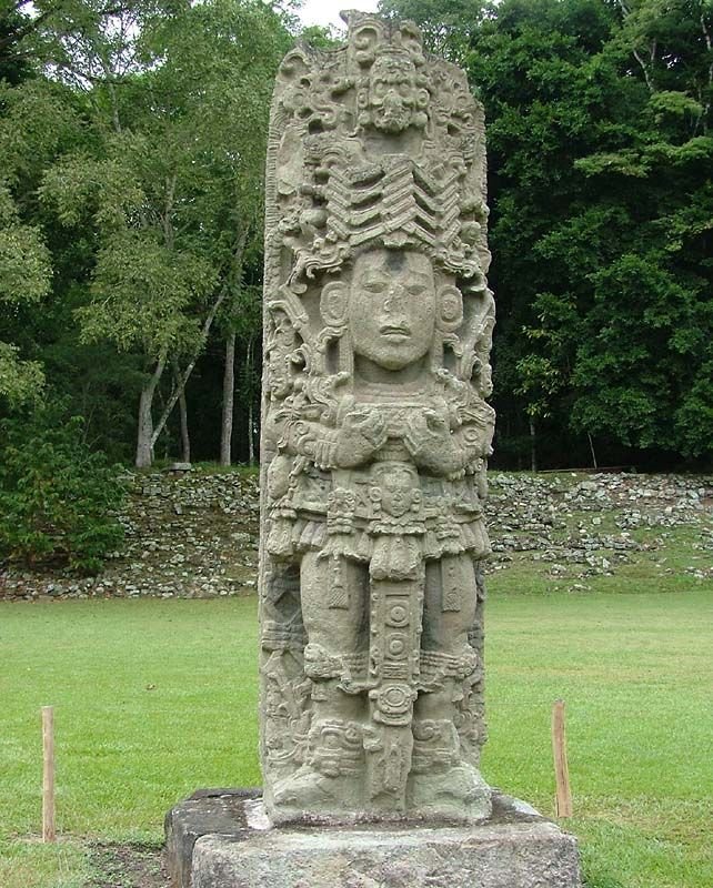Mayan Stela With Hieroglyphs