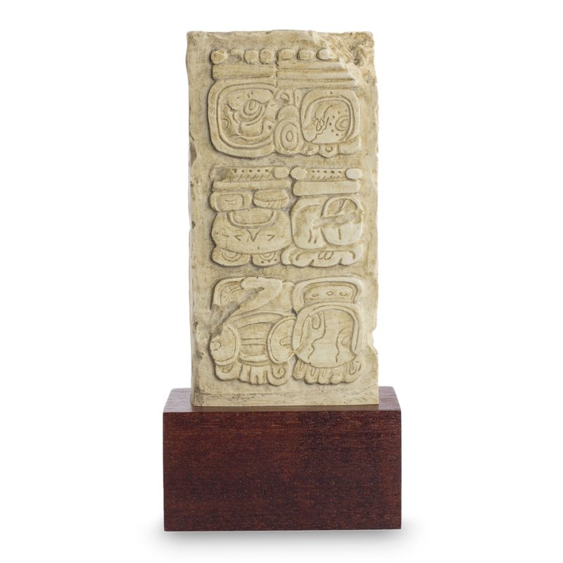 Mayan Stela With Hieroglyphs