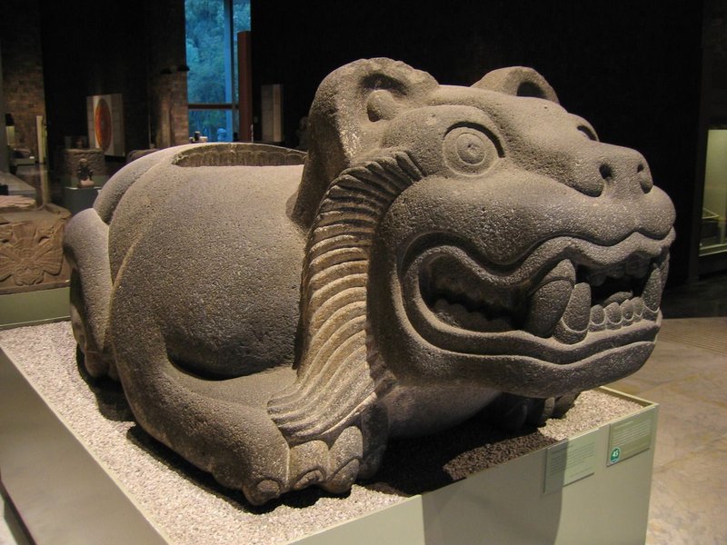 Mesoamerican Jaguar Deity Sculpture<span class=