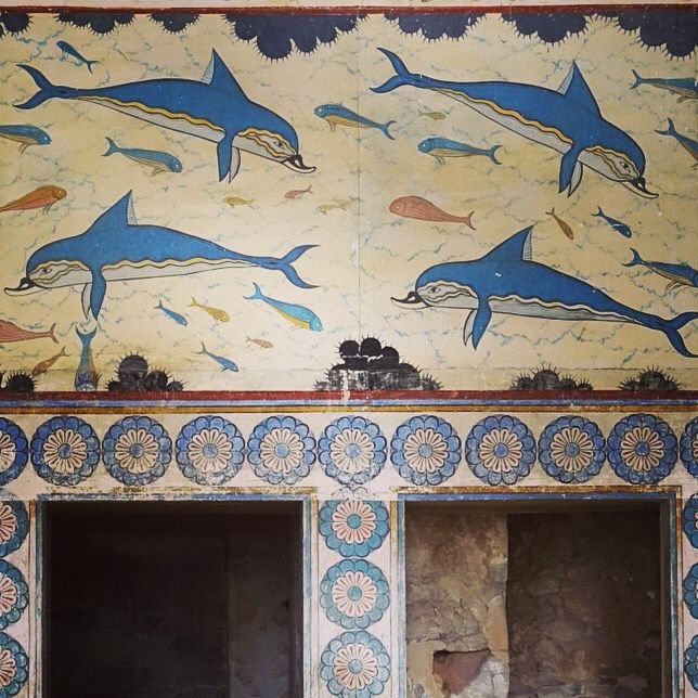 Minoan Dolphin Fresco At Knossos<span class=