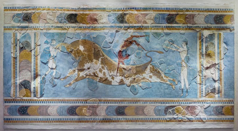Minoan Frescoes From Knossos Palace<span class=