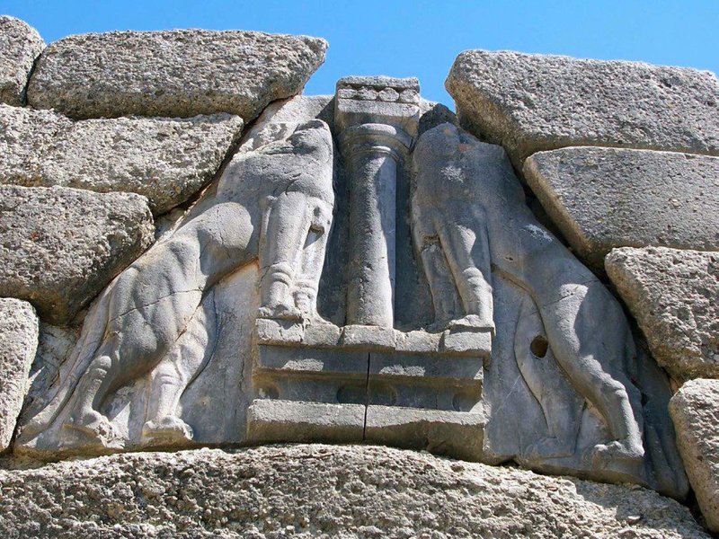 Mycenaean Lion Gate Sculpture<span class=