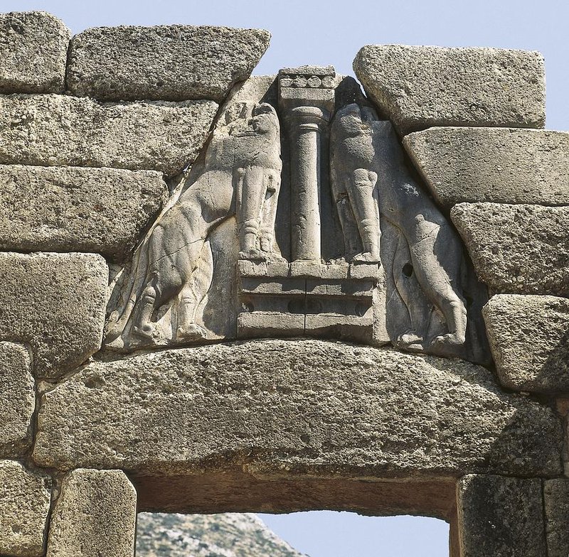 Mycenaean Lion Gate Sculpture