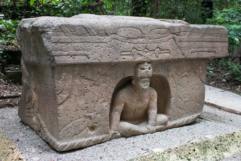 Olmec Altar With Ruler Figure