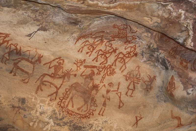 Prehistoric Cave Art At Bhimbetka<span class=