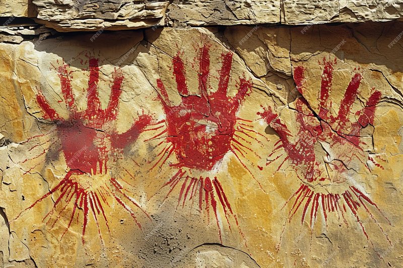 Prehistoric Red Ochre Handprints
