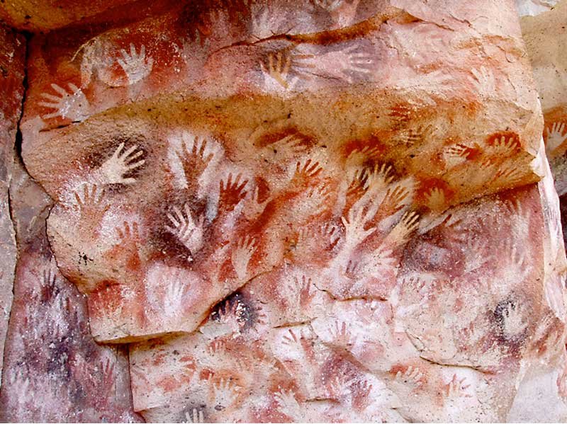 Prehistoric Red Ochre Handprints<span class=