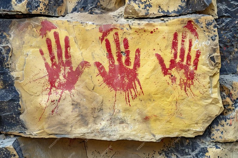 Prehistoric Red Ochre Handprints