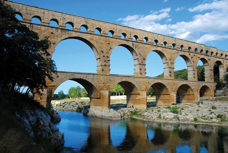 Roman Aqueduct Bridge At Nîmes (Pont Du Gard)<span class=