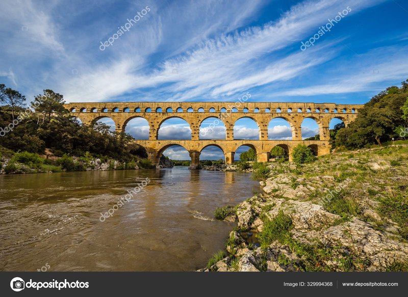 Roman Aqueduct Bridge At Nîmes (Pont Du Gard)