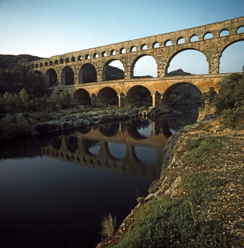 Roman Aqueduct Bridge At Nîmes (Pont Du Gard)