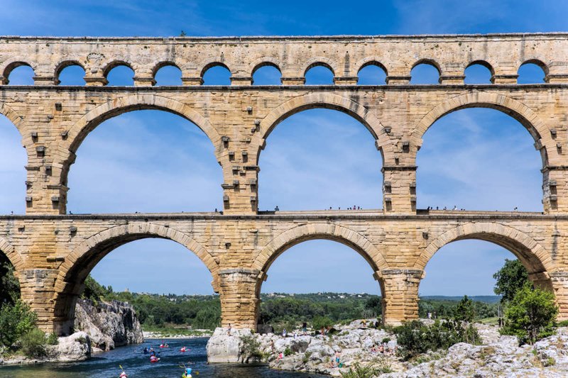 Roman Aqueduct Bridge At Nîmes (Pont Du Gard)