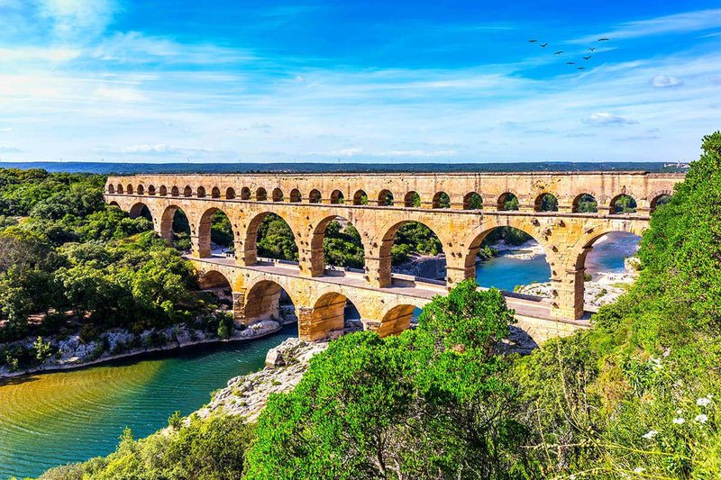 Roman Aqueduct Bridge At Nîmes (Pont Du Gard)