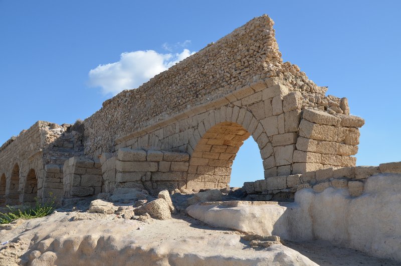 Roman Aqueduct Ruins In Caesarea