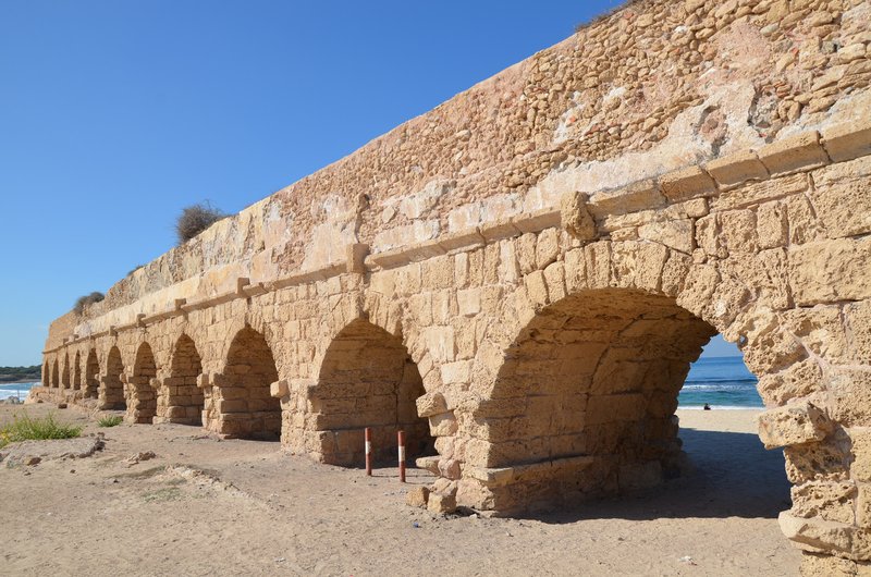 Roman Aqueduct Ruins In Caesarea