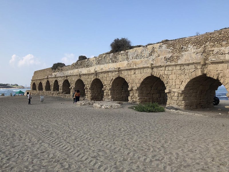 Roman Aqueduct Ruins In Caesarea