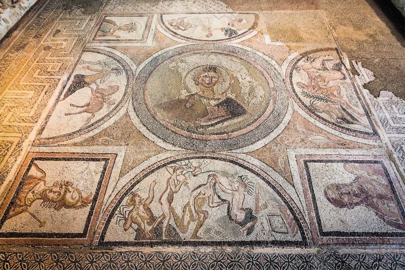 Roman Floor Mosaic Of Mythological Scenes