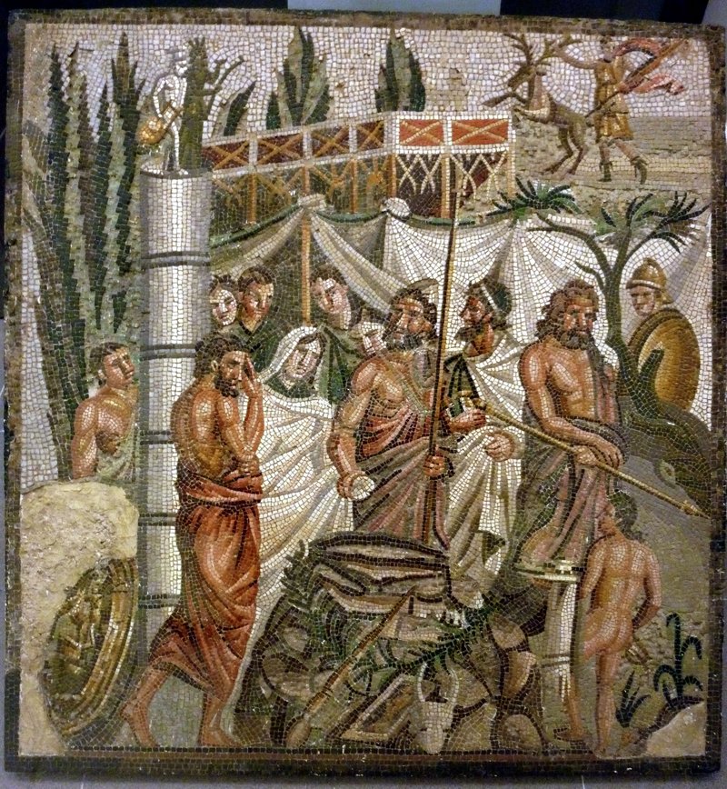 Roman Floor Mosaic Of Mythological Scenes