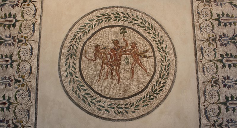 Roman Floor Mosaic Of Mythological Scenes