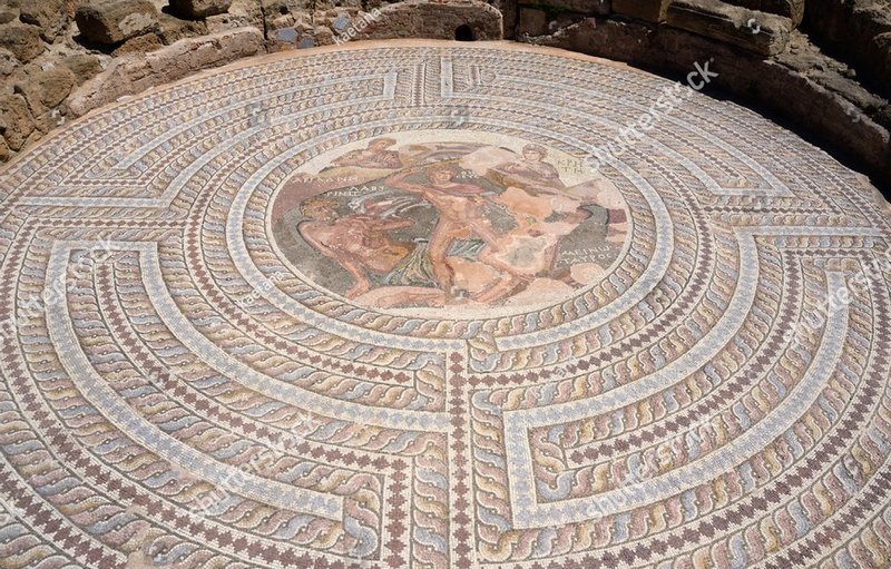 Roman Floor Mosaic Of Mythological Scenes