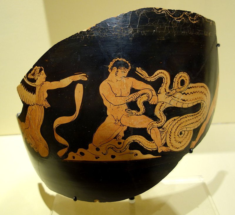 Roman Fresco Of Hercules And Hydra