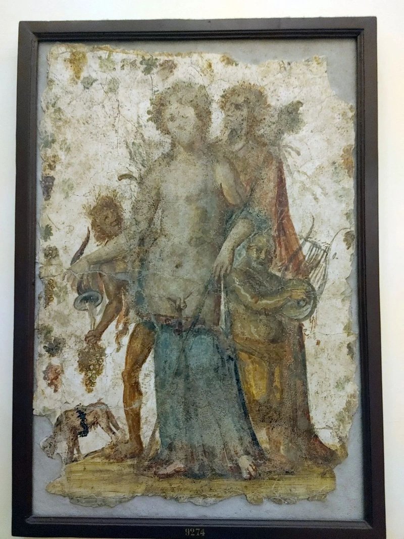 Roman Fresco Of Mercury And Bacchus
