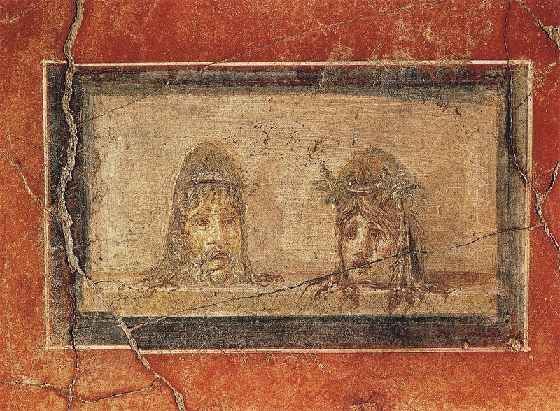 Roman Fresco Of Theatrical Masks