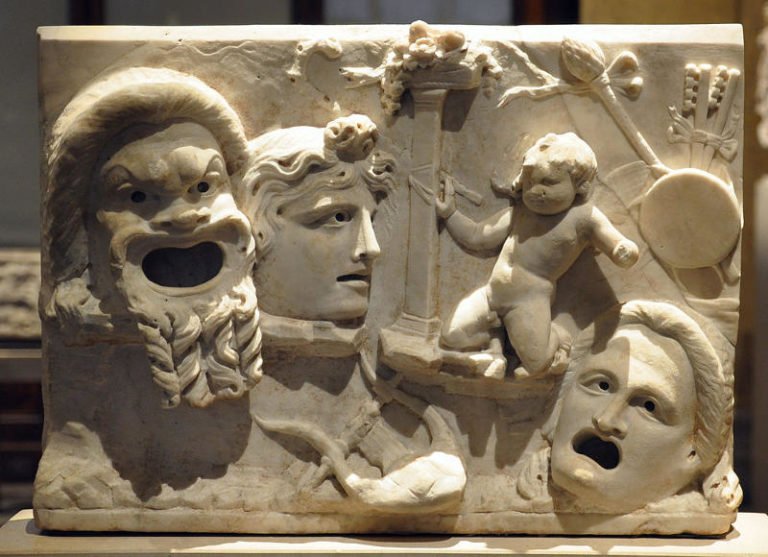 Roman Fresco Of Theatrical Masks