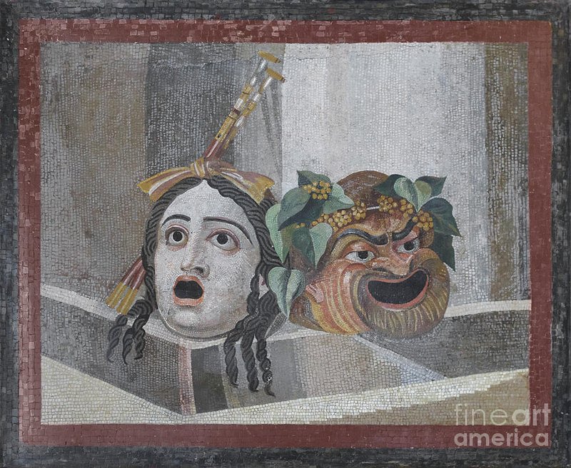 Roman Fresco Of Theatrical Masks