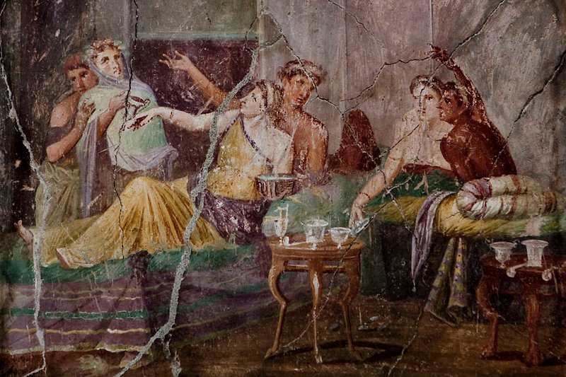 Roman Fresco Showing Roman Dining