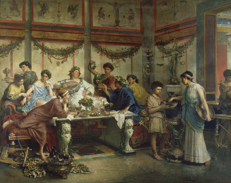 Roman Fresco Showing Roman Dining<span class=