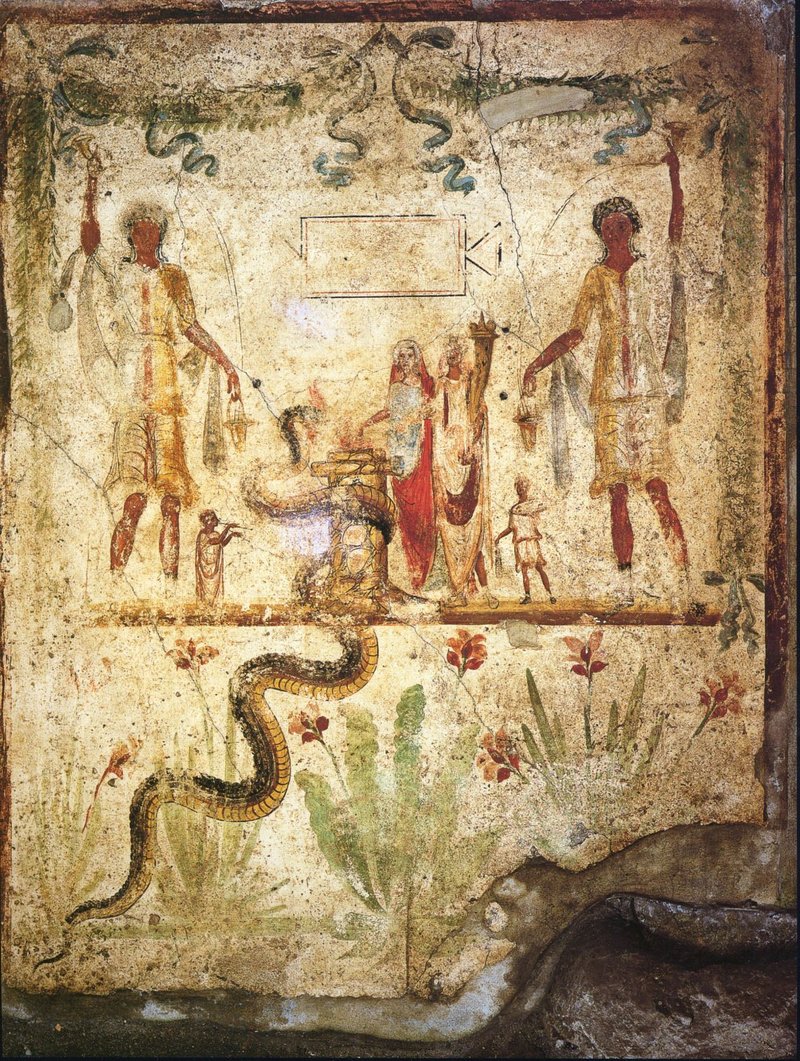 Roman Lararium Fresco In Pompeii