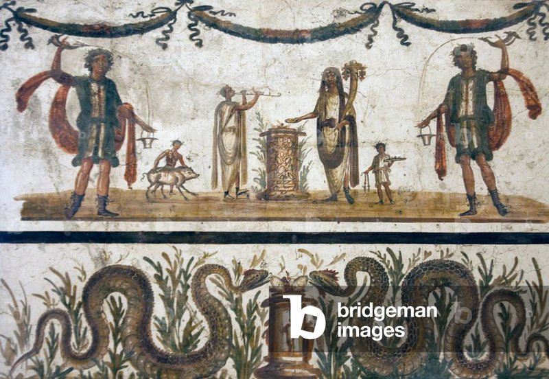 Roman Lararium Fresco In Pompeii