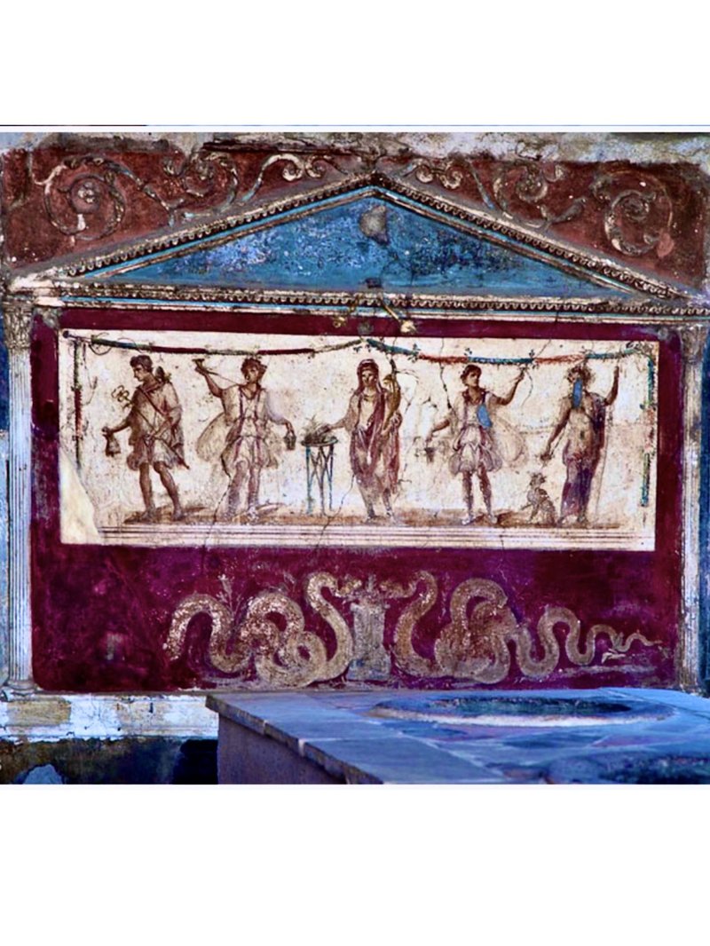 Roman Lararium Fresco In Pompeii