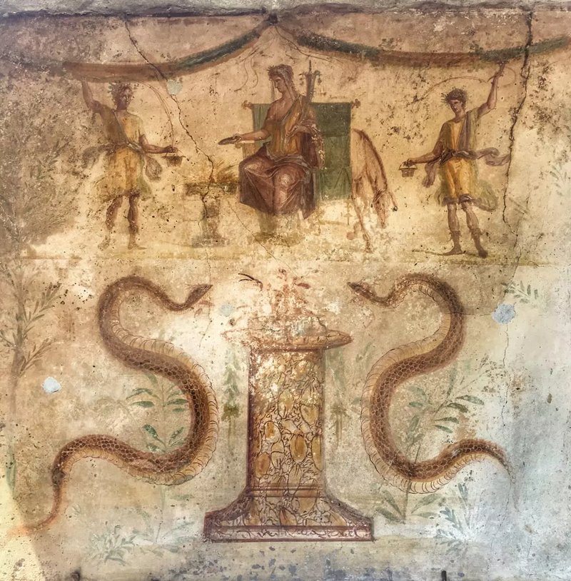 Roman Lararium Fresco In Pompeii
