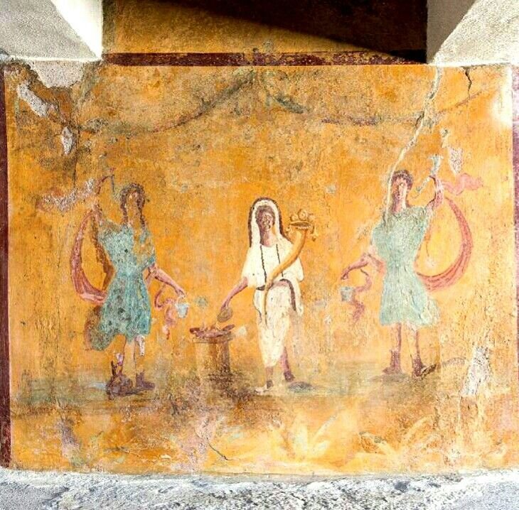 Roman Lararium Fresco In Pompeii